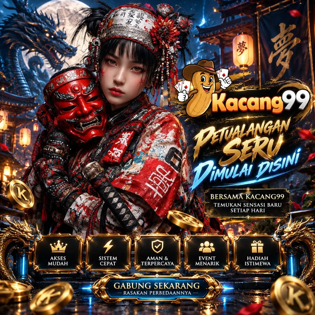 Banner KACANG99 dengan karakter perempuan bergaya fantasi, maskot kacang, dan tulisan Petualangan Seru Dimulai di Sini
